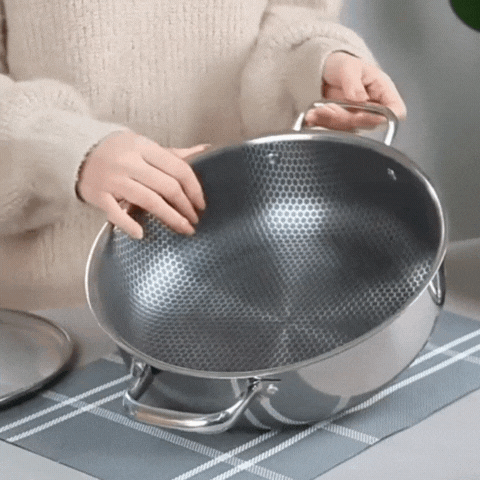 Royallure Tri-Ply 316 Stainless Steel Frying Pan Honeycomb Wok Skillet for All Stoves