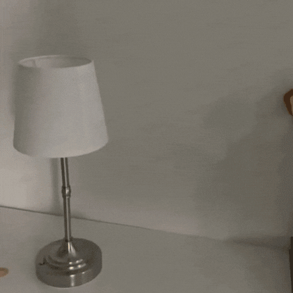 LuxRoyale Rechargeable Table Lamp Brushed Metal Base Soft Fabric Shade