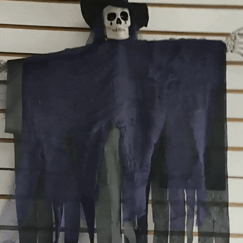 Royallure Hanging Skeleton Ghost with Wizard Hat Haunted House Porch Decoration