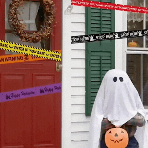 Lumora Halloween Window Prop Skull Warning Tape Sign Spooky Party Decoration