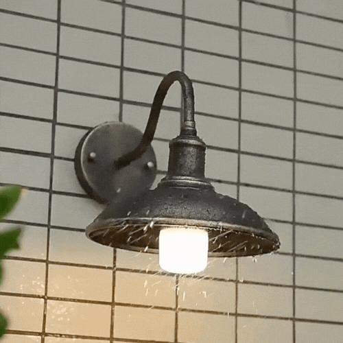 RoyaleGlow Industrial Bowl Shaped Iron Outdoor Wall Light - Gooseneck Design