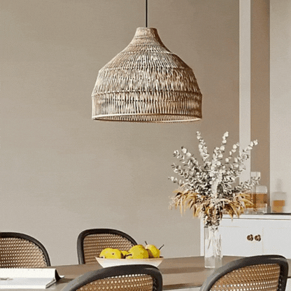 Royallure Rattan Pendant Light, Handmade Bohemian Kitchen Hanging Lights, Adjustable Cord