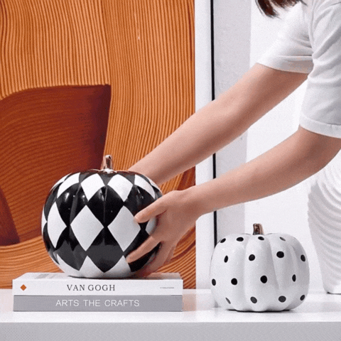Royelux Black White Pumpkin Resin Ornament Modern Desktop Home Office Decor