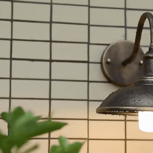 RoyaleGlow Industrial Bowl Shaped Iron Outdoor Wall Light - Gooseneck Design