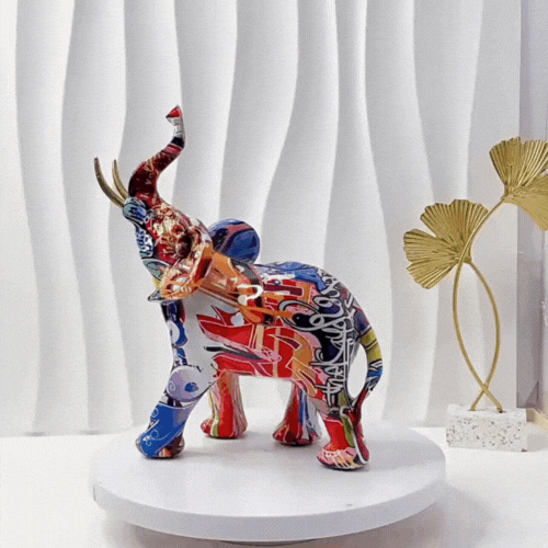 RoyaleGlow Elephant Sculpture Art - Nordic Graffiti Resin Figurine Home Decor Ornament
