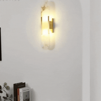 RoyaleGlow Marble Bedside Wall Lights - Modern Stone Sconce for Bedroom and Living Room