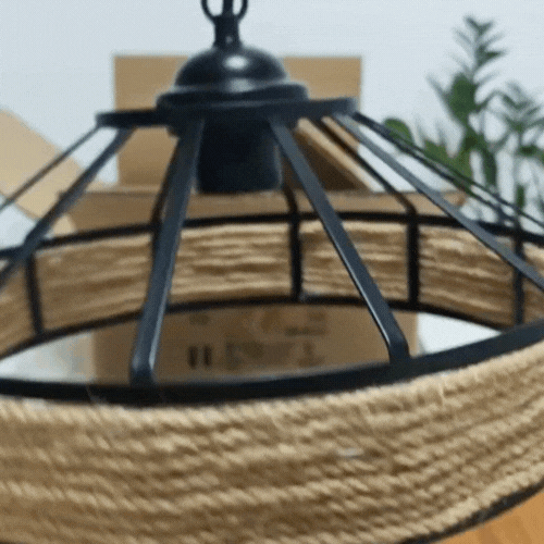 RoyaleGlow Rustic Hemp Rope Pendant Light - Adjustable Height Kitchen Lighting