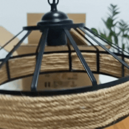 RoyaleGlow Rustic Hemp Rope Pendant Light - Adjustable Height Kitchen Lighting