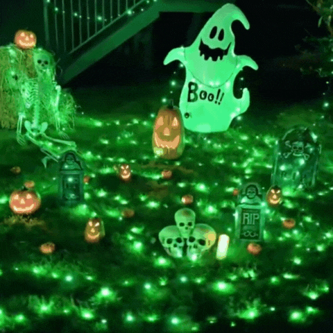 Rayvia Solar Powered Green String Lights 8 Modes Waterproof Outdoor Halloween Decor