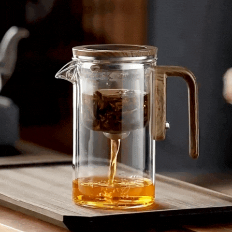 Lumora Glass Teapot – One-Press Strainer, Borosilicate Glass, Heat-Resistant, Elegant Design