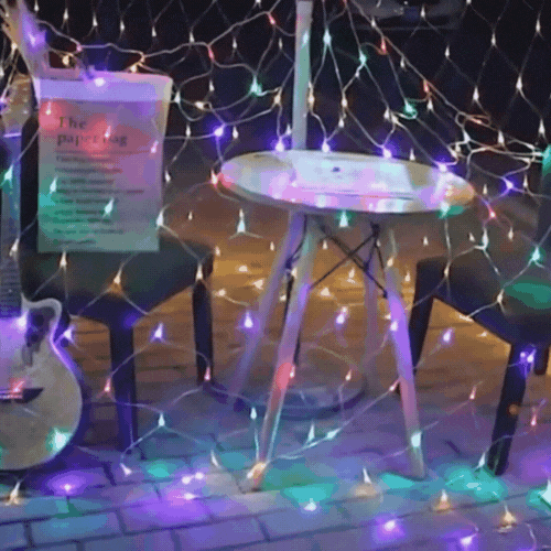 Royelux Modern Wall Light - Solar Net Mesh Lights with Remote Control for Patio and Roof