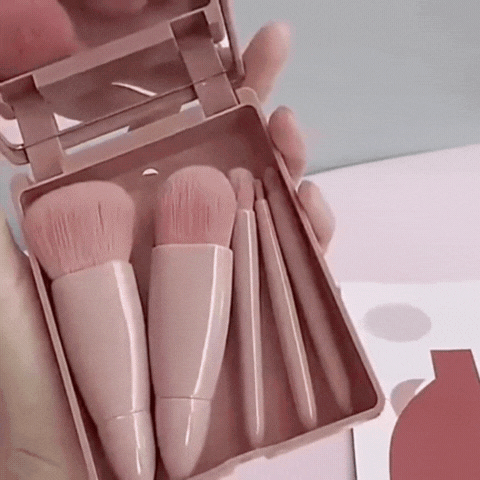 LuxRoyale 5Pcs Portable Makeup Brush Set – Foldable Travel Kit with Mirror for Women