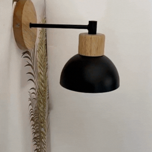 Royelux Nordic Wood and Iron LED Wall Light - Modern Minimalist Bedroom Hallway Sconce