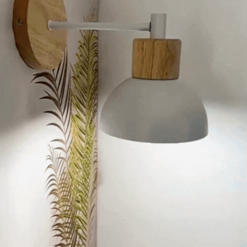 Royelux Nordic Wood and Iron LED Wall Light - Modern Minimalist Bedroom Hallway Sconce