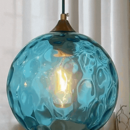 Royallure Modern Glass Pendant Light - Rippled Design for Kitchen Pendant Lighting