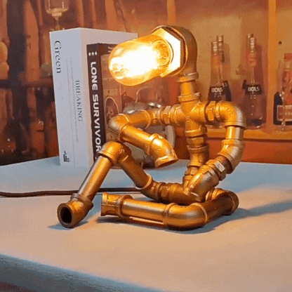 Royelux Industrial Steampunk Table Lamp With Solid Iron Pipes