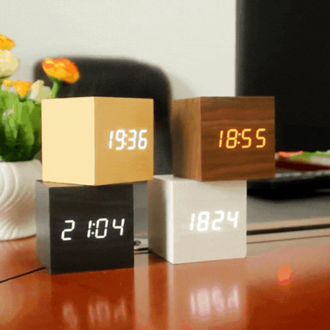 RoyaleGlow Modern Digital Wood Clock – Minimalist LED Desk Timepiece for Home & Office