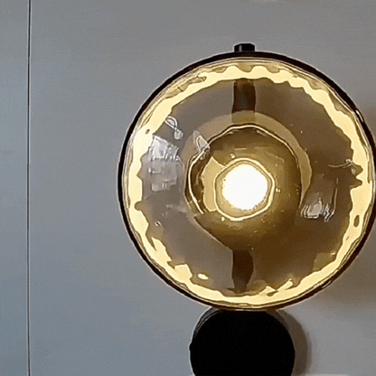 Royallure Nordic Round Glass Wall Light Sconce with Rippled Design and LED