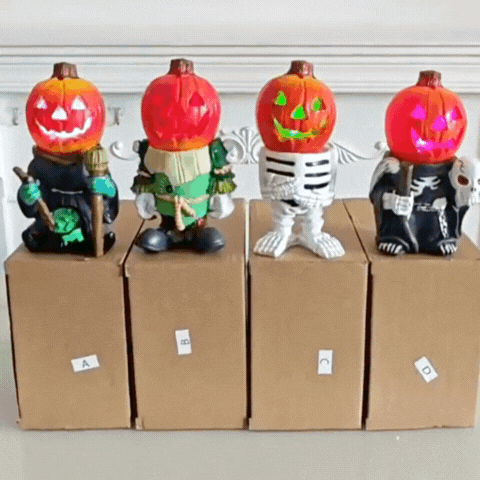 Royallure Pumpkin Head Knight Halloween LED Lamp Color Changing Resin Decoration