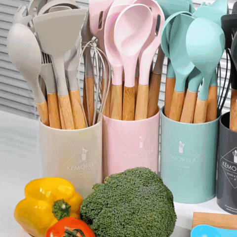 Royallure 12pcs Silicone Cooking Utensil Set – Non-Stick Heat-Resistant Kitchen Tools