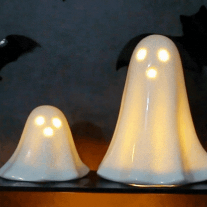 Rayvia LED Ghost Lamp with Book Cute Ghost Dog Night Light Halloween Figurine