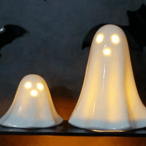 Rayvia LED Ghost Lamp with Book Cute Ghost Dog Night Light Halloween Figurine