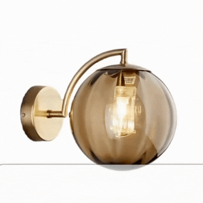 Royallure Elegant Wall Sconce Lighting with Hand-Blown Glass Globe and Brass Finish