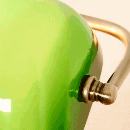 RoyaleGlow Antique Bankers Table Lamp - Acrylic Shade Desk Light with Pull Switch