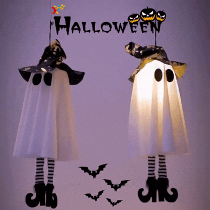 Rayvia Halloween LED Light-Up Witch Ghost Hanging Ornaments Indoor Outdoor Decor