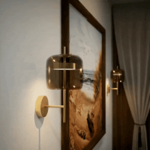 Royallure Elegant Wall Lamp with Smoked Glass Shade and Brass Finish