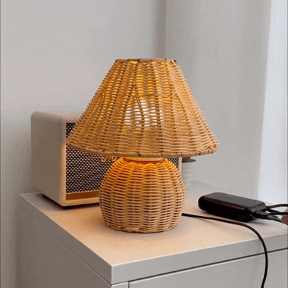 LuxRoyale Eco Friendly Bamboo Table Lamp Hand Made Minimalist Soft Glow
