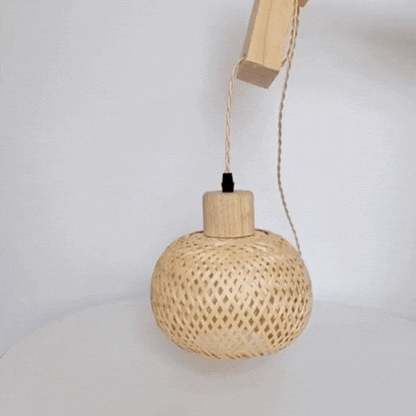 Royallure Bamboo Rattan Wall Lamp Handwoven Wicker Light Fixture for Room Decor