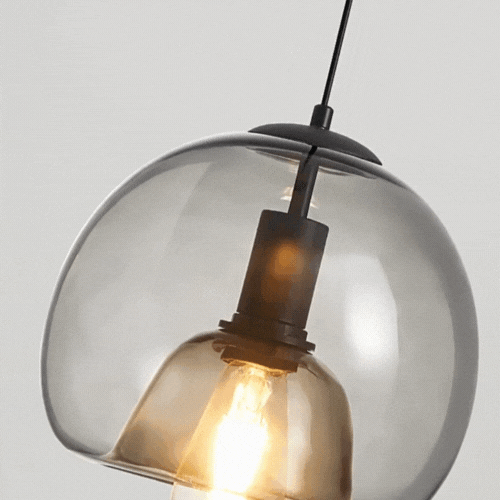 LuxRoyale Minimalist Smoked Glass Dome Pendant Light for Kitchen, Dining, Bar and Bedroom