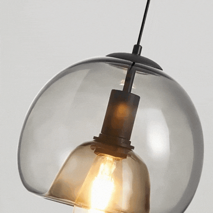 LuxRoyale Minimalist Smoked Glass Dome Pendant Light for Kitchen, Dining, Bar and Bedroom
