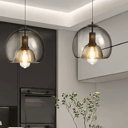 LuxRoyale Minimalist Smoked Glass Dome Pendant Light for Kitchen, Dining, Bar and Bedroom