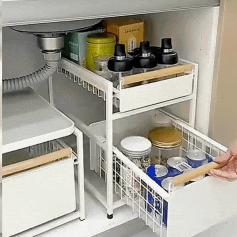 Royallure Pull-Out Kitchen Cabinet Storage Rack 1/2 Tier Slide-Out Organizer