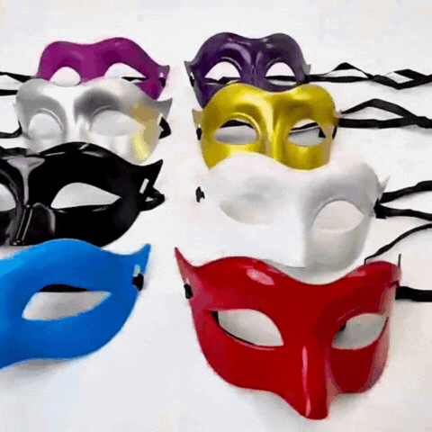 RoyaleGlow Black White Masquerade Half Face Mask Retro Cosplay Halloween Party
