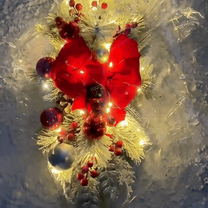 RoyaleGlow Wall Sconce with Shelf - Christmas Swag Wreath Pendant Home Door Decoration