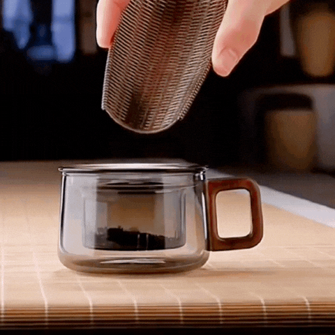RoyaleGlow 200ml Glass Tea Cup with Filter Heat Resistant Reusable Office Use