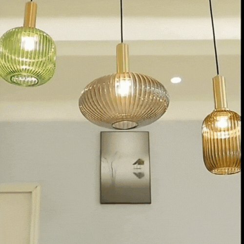 Lumora Nordic Retro Glass Pendant Light - Kitchen Hanging Lighting E27 Compatible