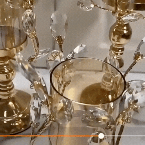 LuxRoyale Crystal Petal Candle Holder Vintage Style Decor