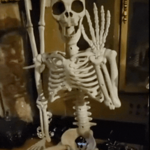 Luxora Posable Plastic Skeleton Halloween Outdoor Hanging Haunted House Graveyard Prop