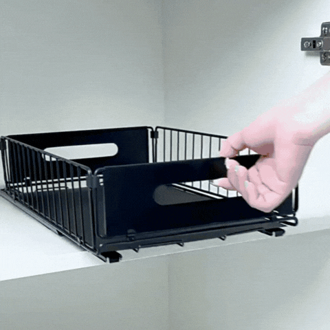 Royallure Folding Cabinet with Pull-Out Basket Perforated Snack & Kitchen Storage Rack