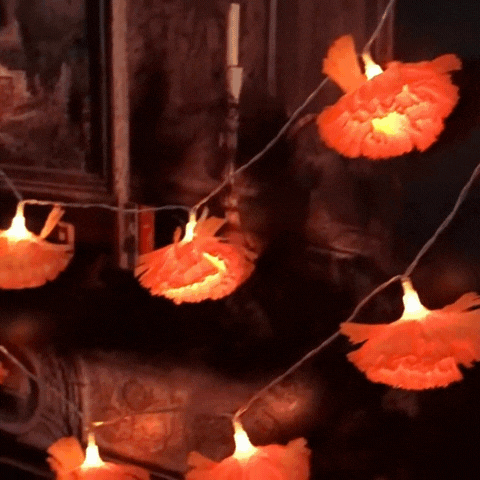 Royelux Halloween Marigold Garland LED String Lights Artificial Flower Party Decor