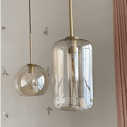 Royallure Glass Pendant Light with Hand-Blown Amber Shade for Kitchen Island