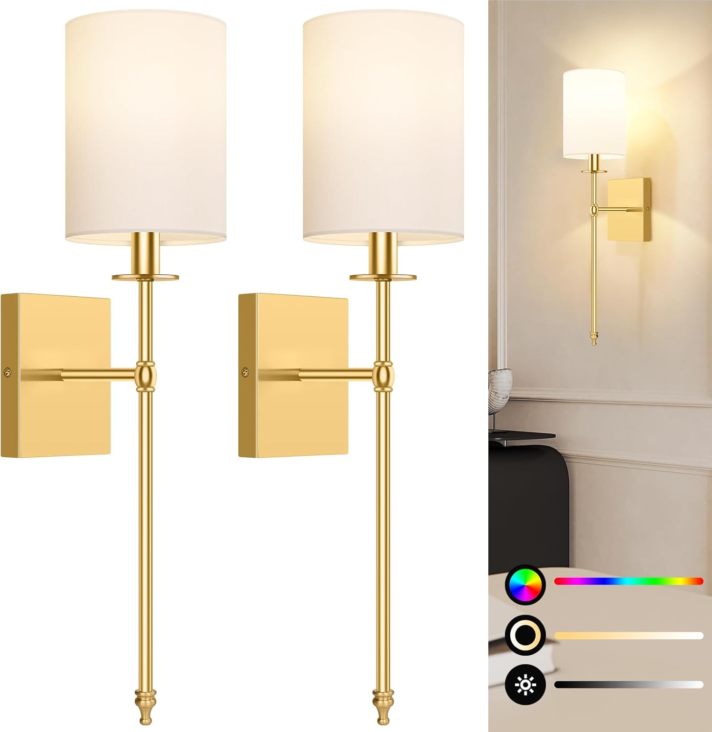 Upgraded Battery Operated Wall Sconces Set of Two 10