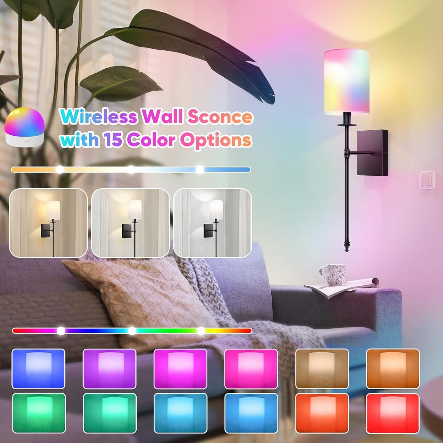 Upgraded Battery Operated Wall Sconces Set of Two 2