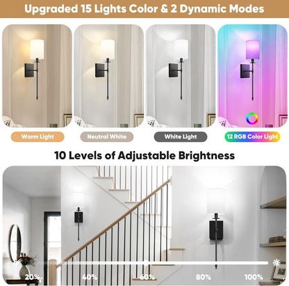 Upgraded Battery Operated Wall Sconces Set of Two 3