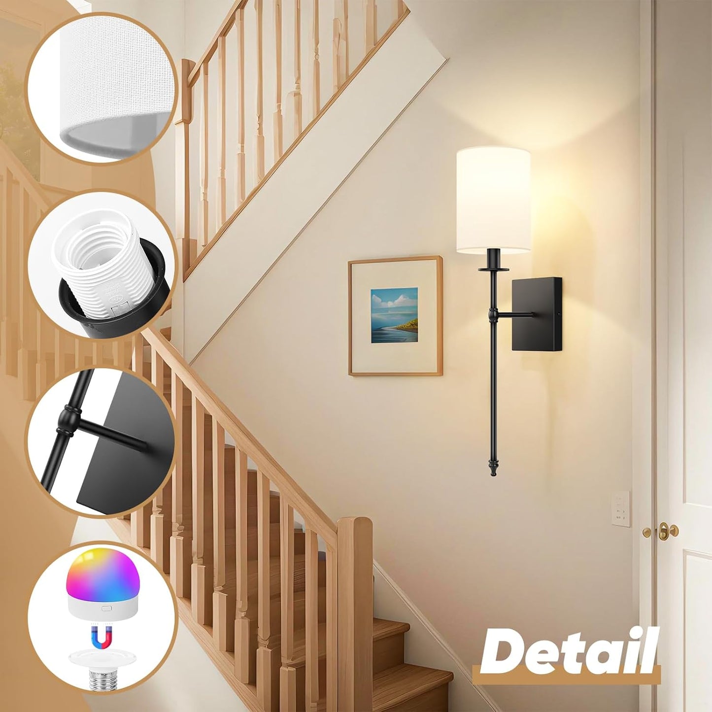 Upgraded Battery Operated Wall Sconces Set of Two 7