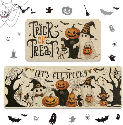 VIKAMA 2pc Halloween Kitchen Floor Mat Festive Atmosphere Corridor Non-Slip Strip Carpet Indoor And Outdoor Entrance Door Mat 10